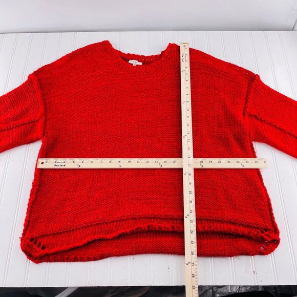 Easel Womens Loose Knit Red Sweater M/L Cotton Polyester Blend - Picture 3 of 5